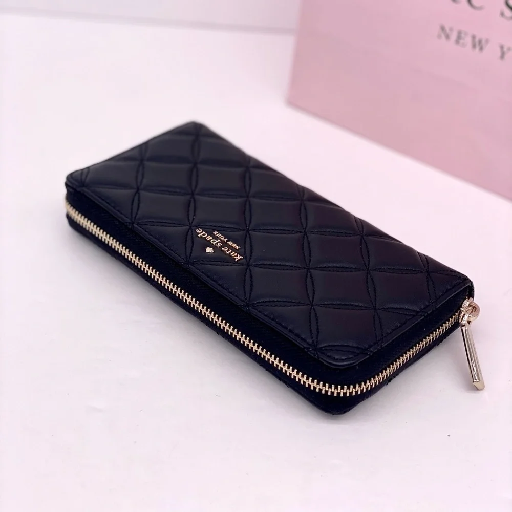 Kate Spade Large Natalia Continental Quilted Leather Wallet Black